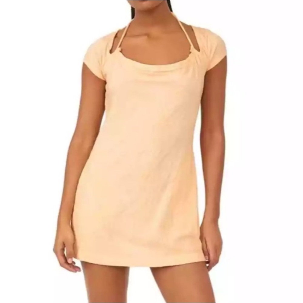 🔥5/$30🔥Free People Vivi Open Back Stretch Cotton Dress In Peach Sunrise - Picture 1 of 9